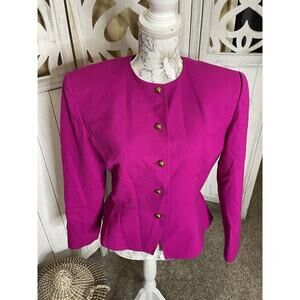 Vintage Hot Pink Magenta 100% Wool Blazer Jacket 80s PSI Alvin Bell Sz 12